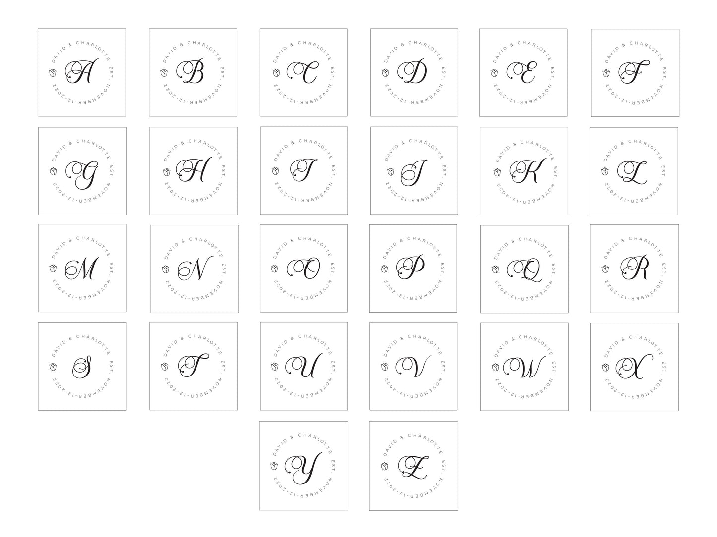 A-Z_Final-One-Page-Script-Monogram-Options for Slate-Coaster