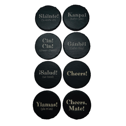 Cheers Set of 8 Round Slate Coasters