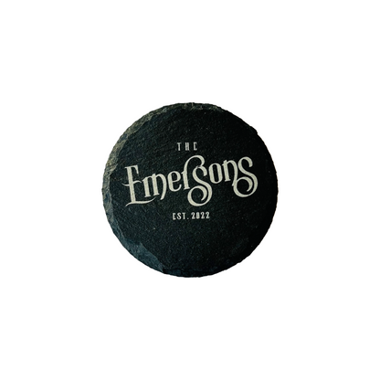 Couple The Emersons Font Circle Coaster