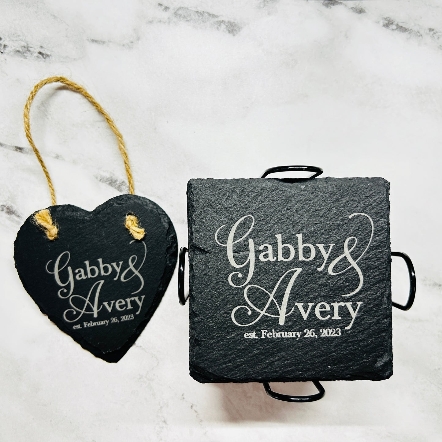 Personalized Couple with a Heart Heart-Shaped Hanging Sign