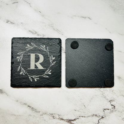 Monogram Square Coaster top back view