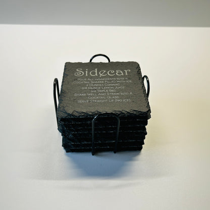 Sidecar top side view square coasters