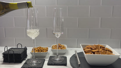 Video Cheers Square Coasters pouring champagne with snacks