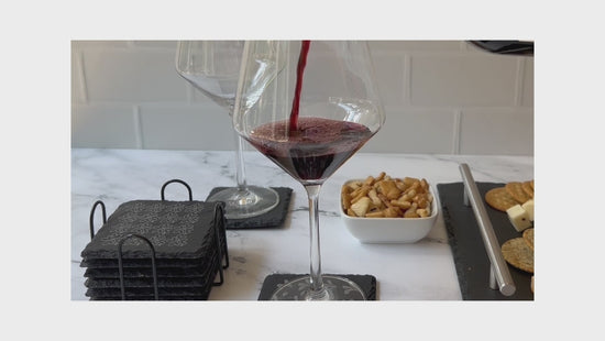 Video Flower Designs Square Coasters pouring wine with snacks on tray